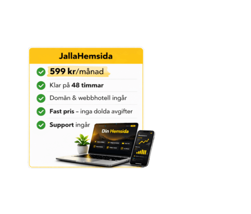 JallaHemsida - Snabb leverans och prisvärd Hemsida